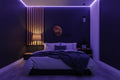 Venus planet galaxy wall art print above bed in modern bedroom